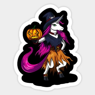 Magical Unicorn Witch Spooky Halloween Pumpkin Sticker